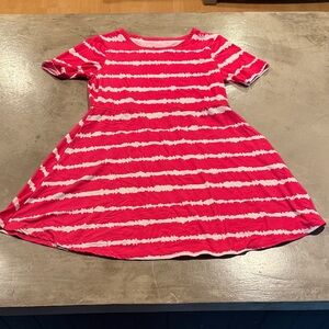 Vibrant Pink and White Striped Kids Dress
